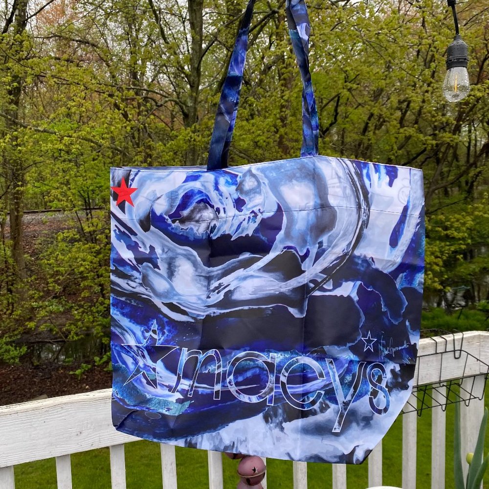 Macy's Artistic Blue and White Tote Bag